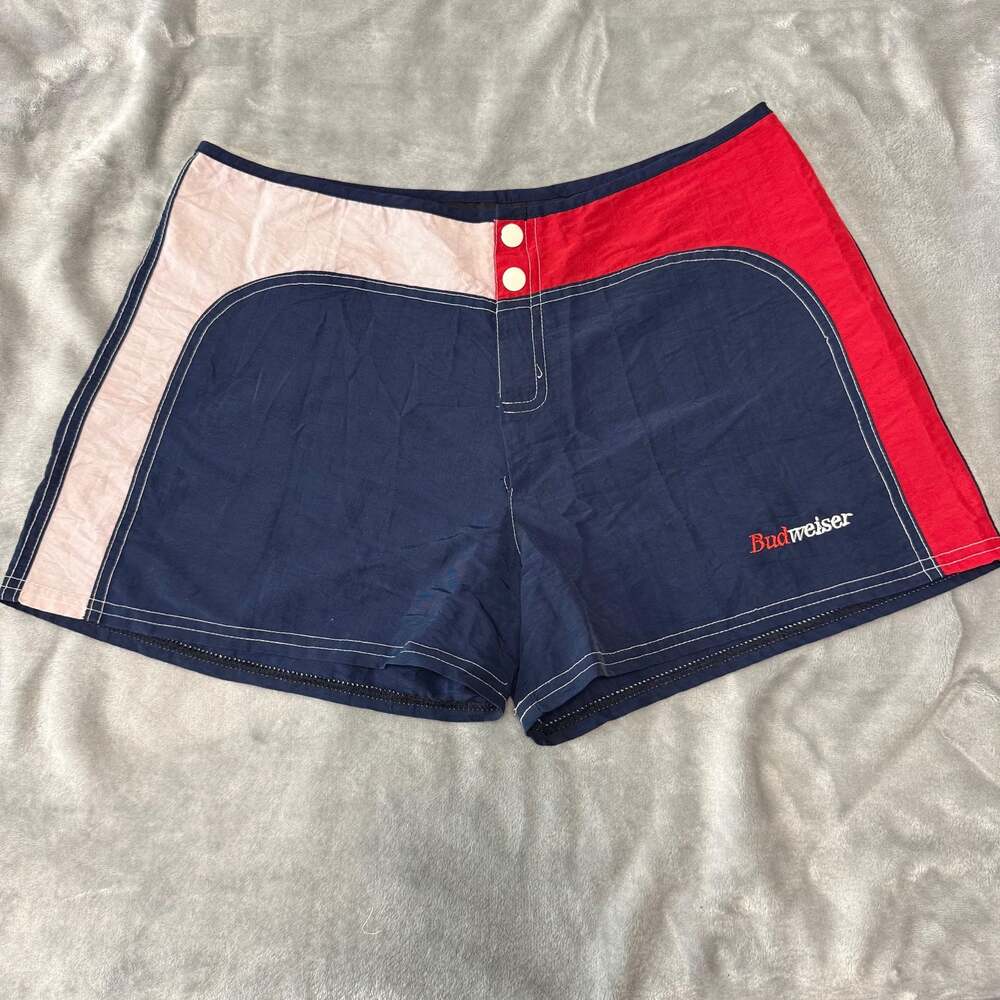 Vintage Surf Style Budweiser Colorblock Swim Trunks Shorts